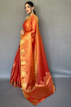 Orange Tissue Silk Saree With Zari Weaving Work