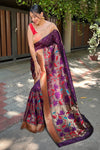 Magenta Paithani Silk Saree With Weaving Work
