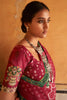 Green & Carmine Red Tussar Silk With Printed Saree