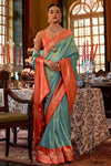 Sky Blue Soft Kanjivaram Silk Saree With Weaving Work