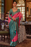 Pink Soft Kanjivaram Silk Saree With Weaving Work