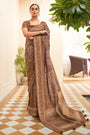 Tawny Brown Soft Khadi Silk Saree With Weaving Work