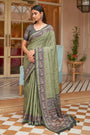 Olive Green Soft Khadi Silk Saree With Weaving Work