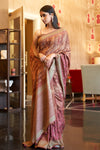 Rouge Pink Soft Khadi Silk Saree With Weaving Work