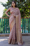 Bole Brown Dola Silk Saree With Digital Printed & Weaving Border