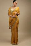 Mustard Yellow Bandhani Printed Chinon Saree