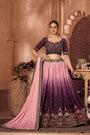 Wine & Pink Chinon Crushed With Sequence Embroidery Lehenga Choli