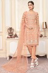 Peach Net With Embroidery Work Salwar Suit