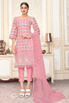 Baby Pink Net With Embroidery Work Salwar Suit