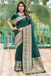 Green Colour Paithani Silk Bandhani Saree