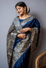 Navy Blue Handloom Silk Saree With Weaving Work