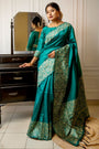 Rama Handloom Silk Saree With Weaving Work