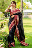 Maroon & Black Tussar Silk Saree With Weaving Border