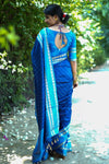 Blue Tussar Silk Saree With Weaving Border