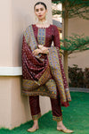 Brown Silk Pashmina Work Salwar Suit ( Unstitched )