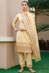 Cream Silk Pashmina Work Salwar Suit ( Unstitched )
