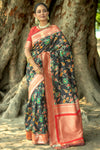 Black Soft Banarasi Silk Saree With Zari Weaving Work