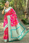 Rani Pink Soft Banarasi Silk Saree With Zari Weaving Work