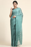 Pearl Sky Blue Pleated Rangoli Silk Saree with Belt