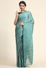 Pearl Sky Blue Pleated Rangoli Silk Saree with Belt