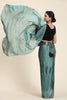 Pearl Sky Blue Pleated Rangoli Silk Saree with Belt