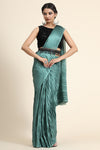 Pearl Sky Blue Pleated Rangoli Silk Saree with Belt
