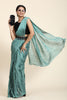 Pearl Sky Blue Pleated Rangoli Silk Saree with Belt