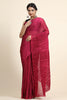 Magenta Pleated Rangoli Silk Saree with Belt