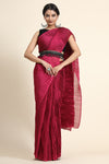 Magenta Pleated Rangoli Silk Saree with Belt