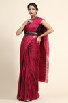 Magenta Pleated Rangoli Silk Saree with Belt