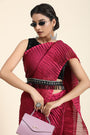 Magenta Pleated Rangoli Silk Saree with Belt