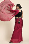 Magenta Pleated Rangoli Silk Saree with Belt