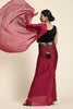 Magenta Pleated Rangoli Silk Saree with Belt