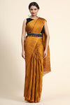 Mustard Pleated Rangoli Silk Saree with Belt