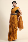 Mustard Pleated Rangoli Silk Saree with Belt