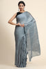 Shiny Gray Pleated Rangoli Silk Saree with Belt