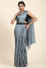 Shiny Gray Pleated Rangoli Silk Saree with Belt