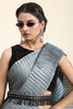 Shiny Gray Pleated Rangoli Silk Saree with Belt