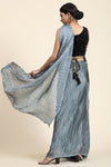 Shiny Gray Pleated Rangoli Silk Saree with Belt