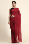 Dark Red Pleated Rangoli Silk Saree with Belt