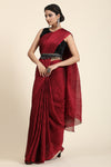 Dark Red Pleated Rangoli Silk Saree with Belt