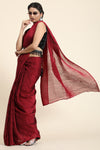 Dark Red Pleated Rangoli Silk Saree with Belt