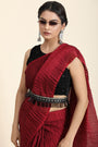 Dark Red Pleated Rangoli Silk Saree with Belt