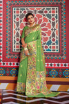 Green Colour Heavy Border Kanjivaram Saree
