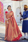 Cherry Red Woven Kanjivaram Wedding Saree