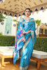 Deep Sky Blue Colour Cotton Silk Saree  With Plan Blouse - Bahuji - Premium Silk Sarees Online Shopping Store