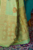 Plant Green and Golden Zari Butta Design Border With Blouse - Bahuji - Premium Silk Sarees Online Shopping Store