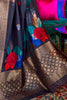 Peacock Blue and Golden Zari Butta Design Border With Blouse - Bahuji - Premium Silk Sarees Online Shopping Store