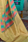 Corn Yellow And Golden Zari Design Border With Blouse - Bahuji - Premium Silk Sarees Online Shopping Store