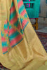 Corn Yellow And Golden Zari Design Border With Blouse - Bahuji - Premium Silk Sarees Online Shopping Store